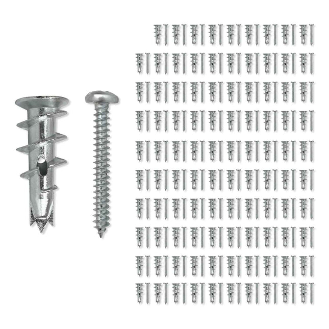 100-Pack Quick Self-Drilling Zinc Drywall Anchors with Screws