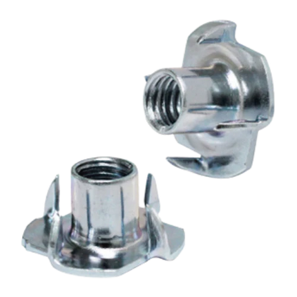 Two metal flange nuts on a white background