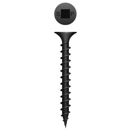#6 x 1-1/4" Black Phosphate Coarse Thread Drywall Screws – Bugle Head, #2 Square Drive
