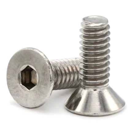 Two metal screws on a white background
