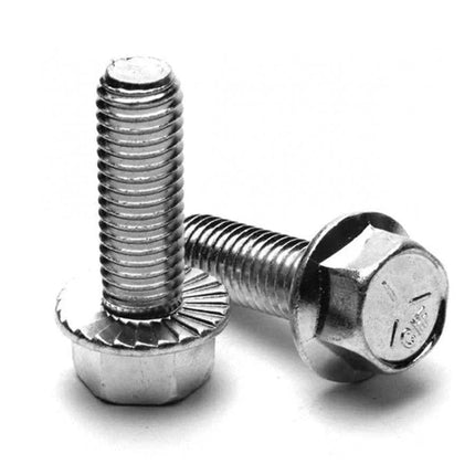 Two metal screws on a white background