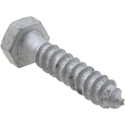 Metal screw with hex head on a white background
