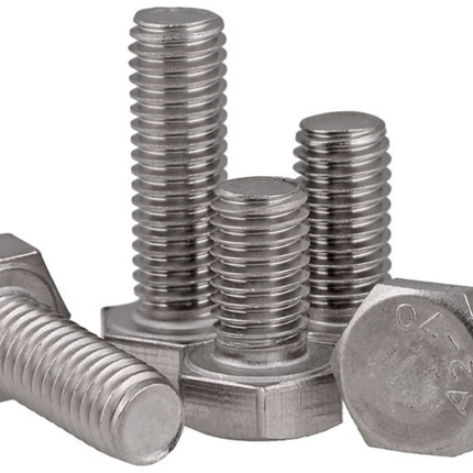 Metal screws on a white background