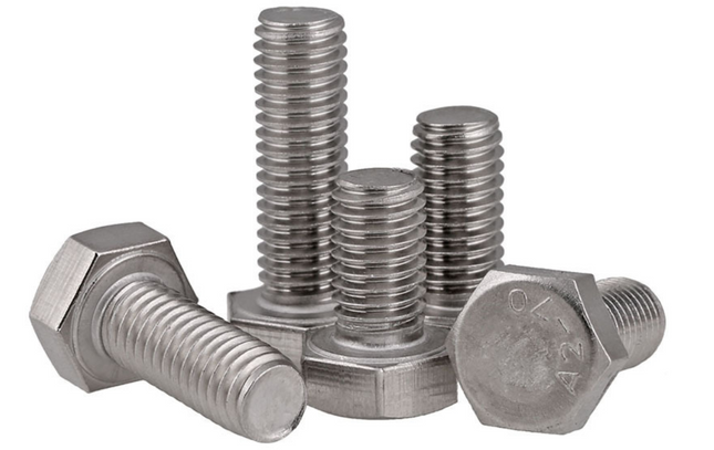Metal screws on a white background