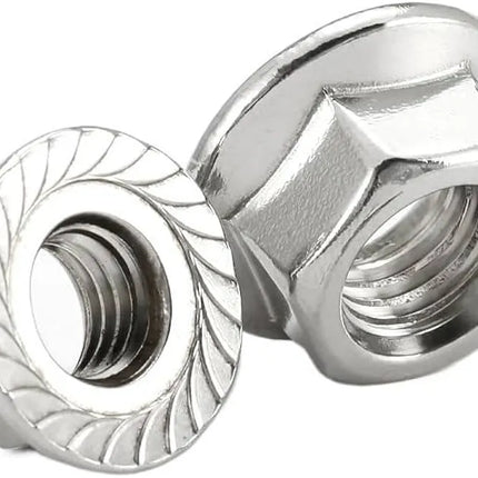 Two metal nuts on a white background