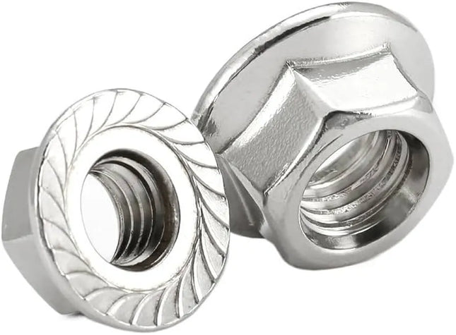 Two metal nuts on a white background