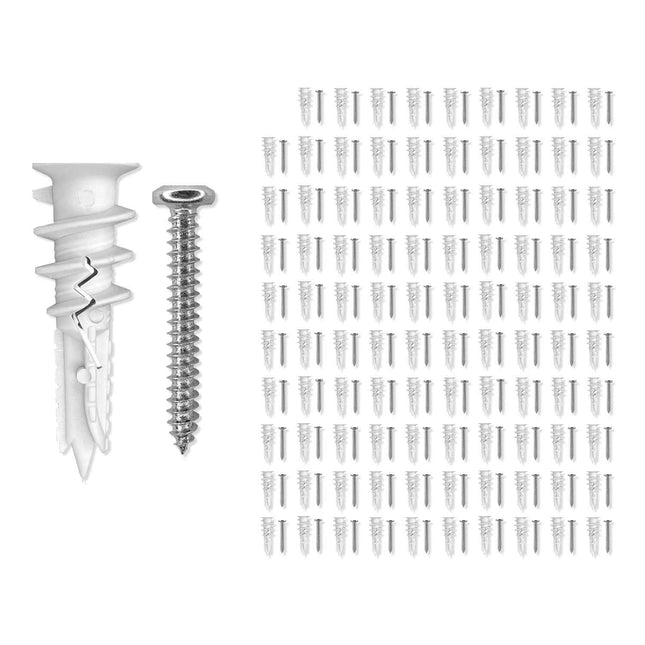 100-Pack Self-Drilling Reinforced Nylon Drywall Anchors with Screws