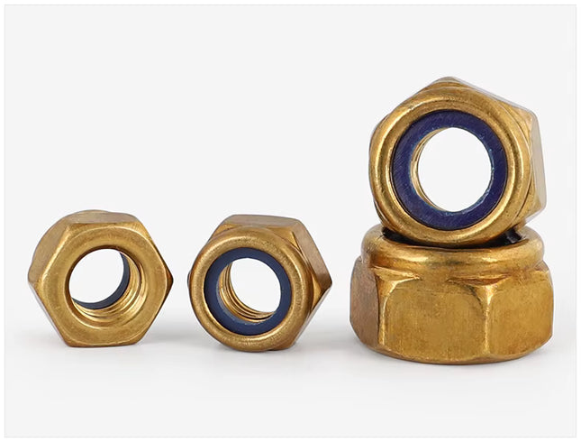 1/4-20 Nylon Insert Hex Lock Nut-Brass