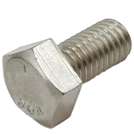 Metal hex bolt on a white background