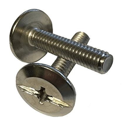 Two metal screws on a white background