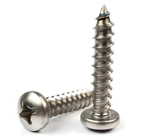 Two metal screws on a white background