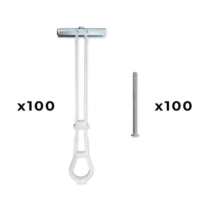 100-Pack 3/16"-24 Quick Channel Toggle Anchors with Bolts - Wholesale-Fasteners