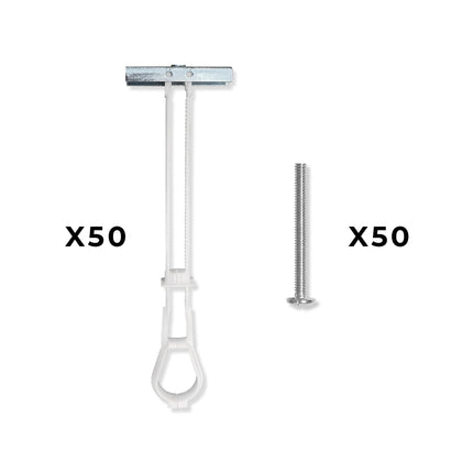50-Pack 1/4"-20 Quick Channel Toggle Anchors with Bolts - Wholesale-Fasteners