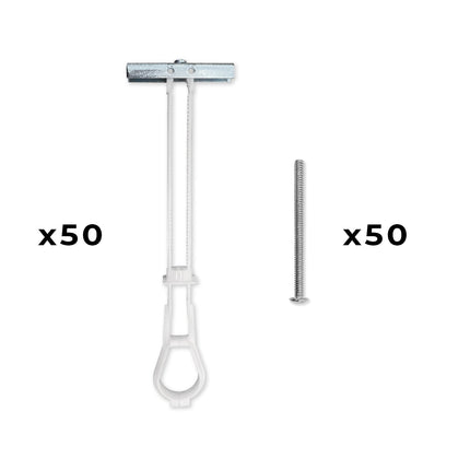 50-Pack 3/16"-24 Quick Channel Toggle Anchors with Bolts - Wholesale-Fasteners