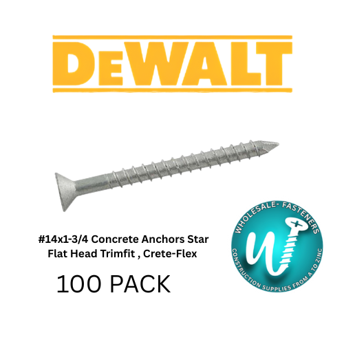 DeWalt concrete anchor with product details on a white background