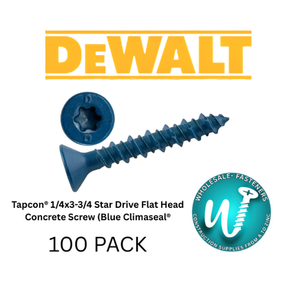 DeWalt 1/4X3-3/4 UltraCon+ Concrete Anchors Star Head Crete-Flex 410 Stainless Steel-500 Pack - Wholesale-Fasteners