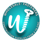 Logo of Wholesale Fasteners with a aqua background