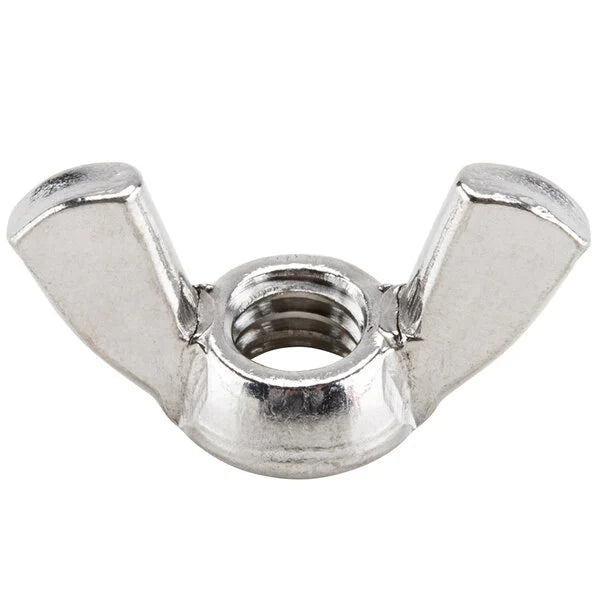 Metal wing nut on a white background