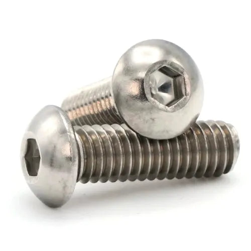Two metal screws on a white background