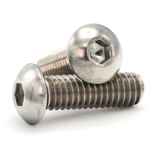 Two metal screws on a white background
