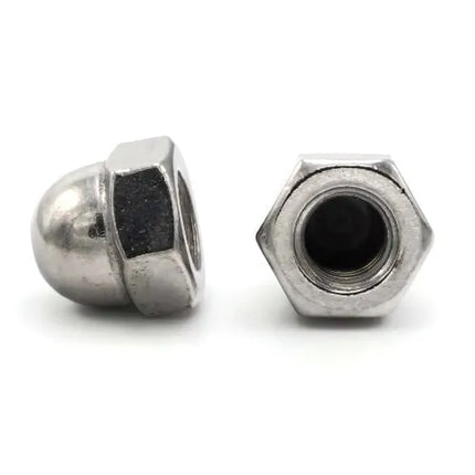 Two metal nuts on a white background