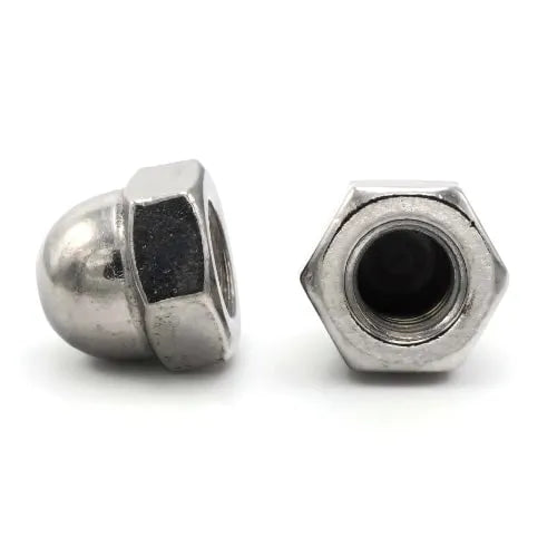 Two metal nuts on a white background