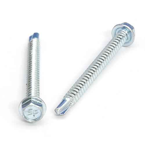 Strong-Point Unslotted Indented Hex Washer Head Screw – Zinc Plated – 12-14 x 2-1/2" – #3 Point (1,500/Box)
