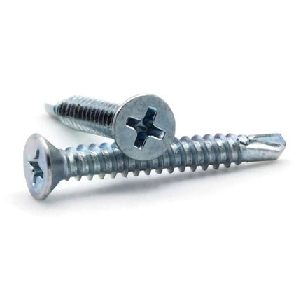 Two metal screws on a white background