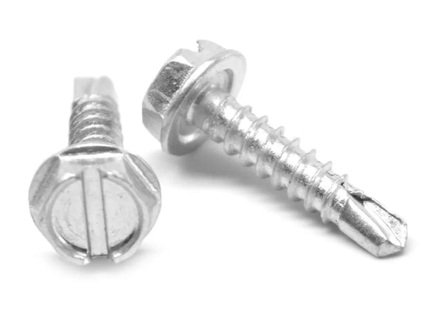 #10X1-1/4 Slotted Indented Hex Washer Head Type A Self-Tapping Screws-500 Pack - Wholesale-Fasteners