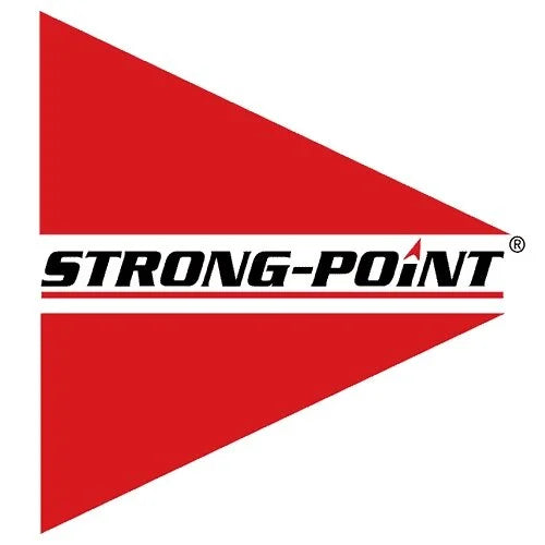 Strong-Point logo with red triangles and black text on a white background