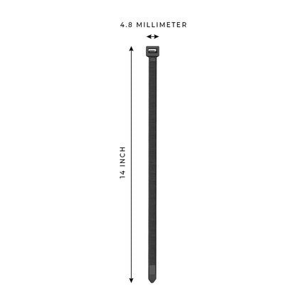 1000-Pack Premium 14-inch Black Nylon Zip Ties (60 Lbs. Tensile Strength / UV Resistant) - Wholesale-Fasteners