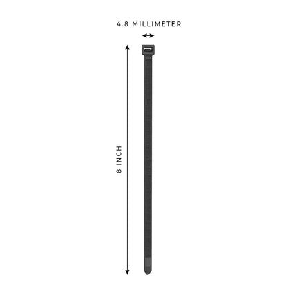 1000-Pack Premium 8-inch Black Nylon Zip Ties (60 Lbs. Tensile Strength / UV Resistant) - Wholesale-Fasteners