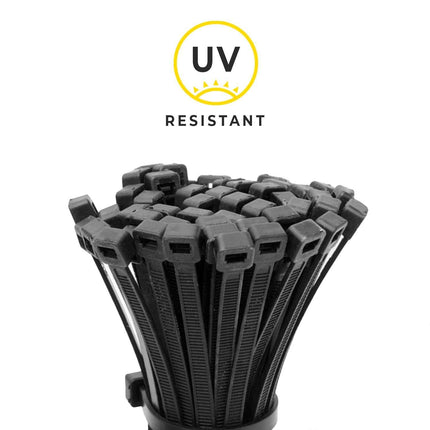 1000-Pack Premium 8-inch Black Nylon Zip Ties (60 Lbs. Tensile Strength / UV Resistant)