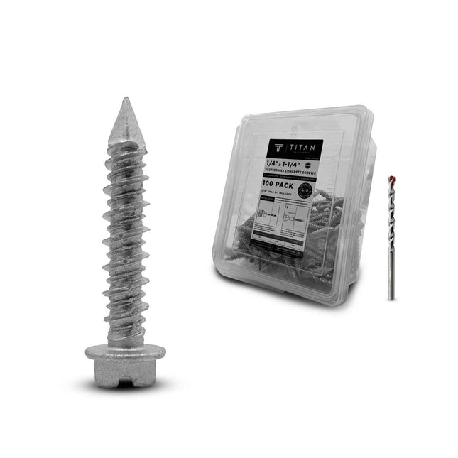 100-Pack 1/4-in. x 1-1/4-in. 410 Stainless Steel Hex-Head Concrete Screws