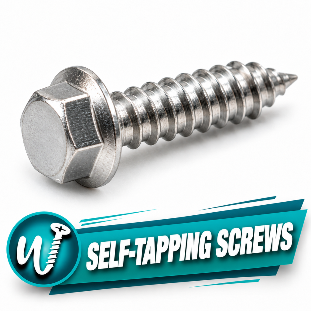 #10 x 1 in. Square Pan Head Self-Tapping Screw Type A, 18-8 Stainless Steel, ASME B18.6.3 — Pack of 100