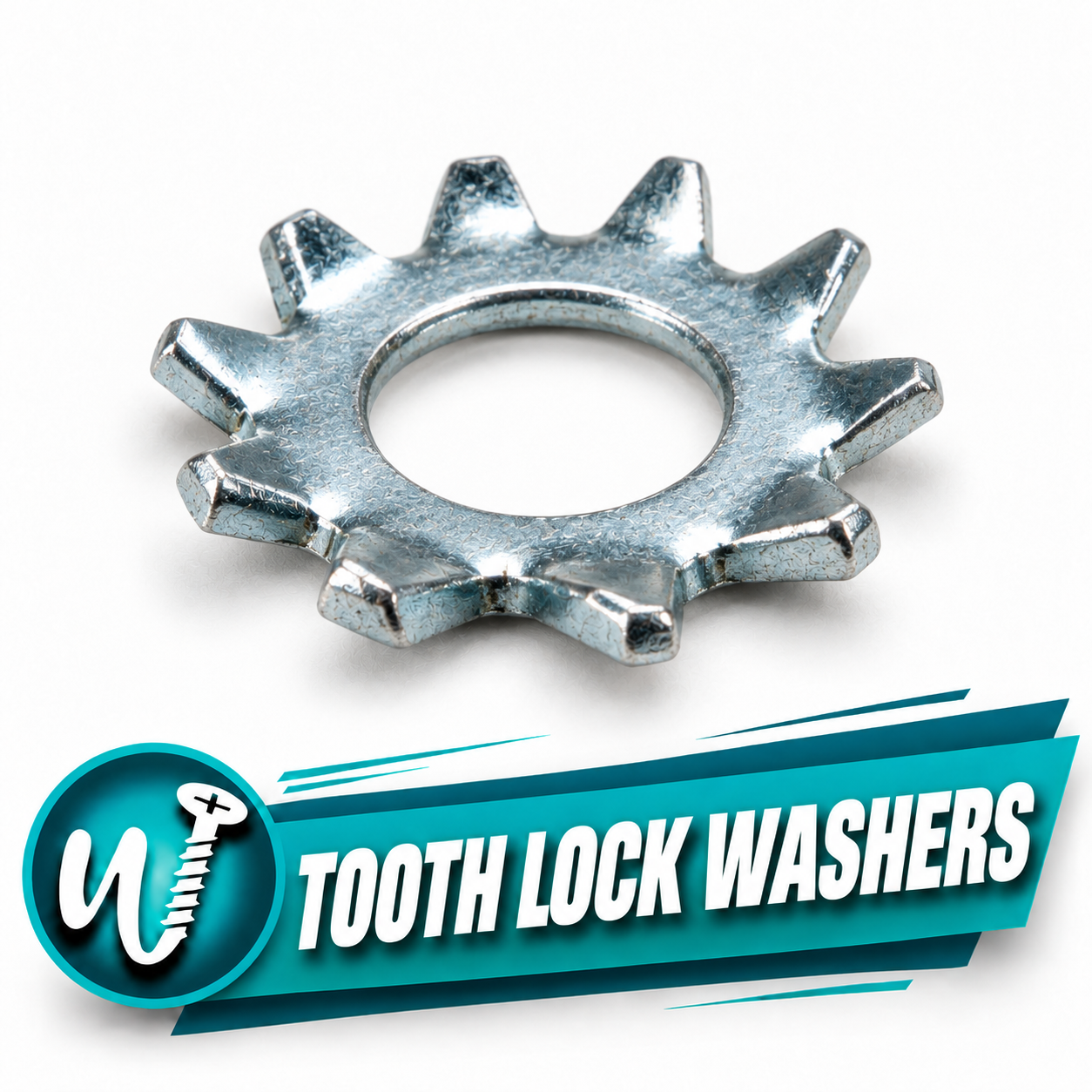 #10 External Tooth Lock Washer, 410 Stainless Steel, ASME B18.21.1 — Pack of 100 - Image 1