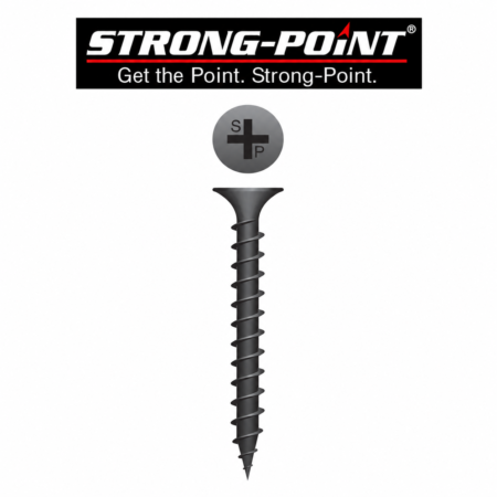 Strong-Point 814CI #8 x 1-1/4 in. Phillips Bugle Head Coarse Thread Drywall Screws, Black Phosphate, 200-Count Box
