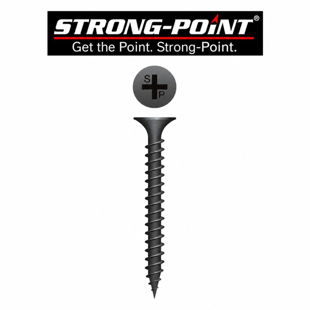 Strong-Point 615I #6 x 1-5/8 in. Phillips Bugle Head Fine Thread Drywall Screws, Black Phosphate, 200-Count Box