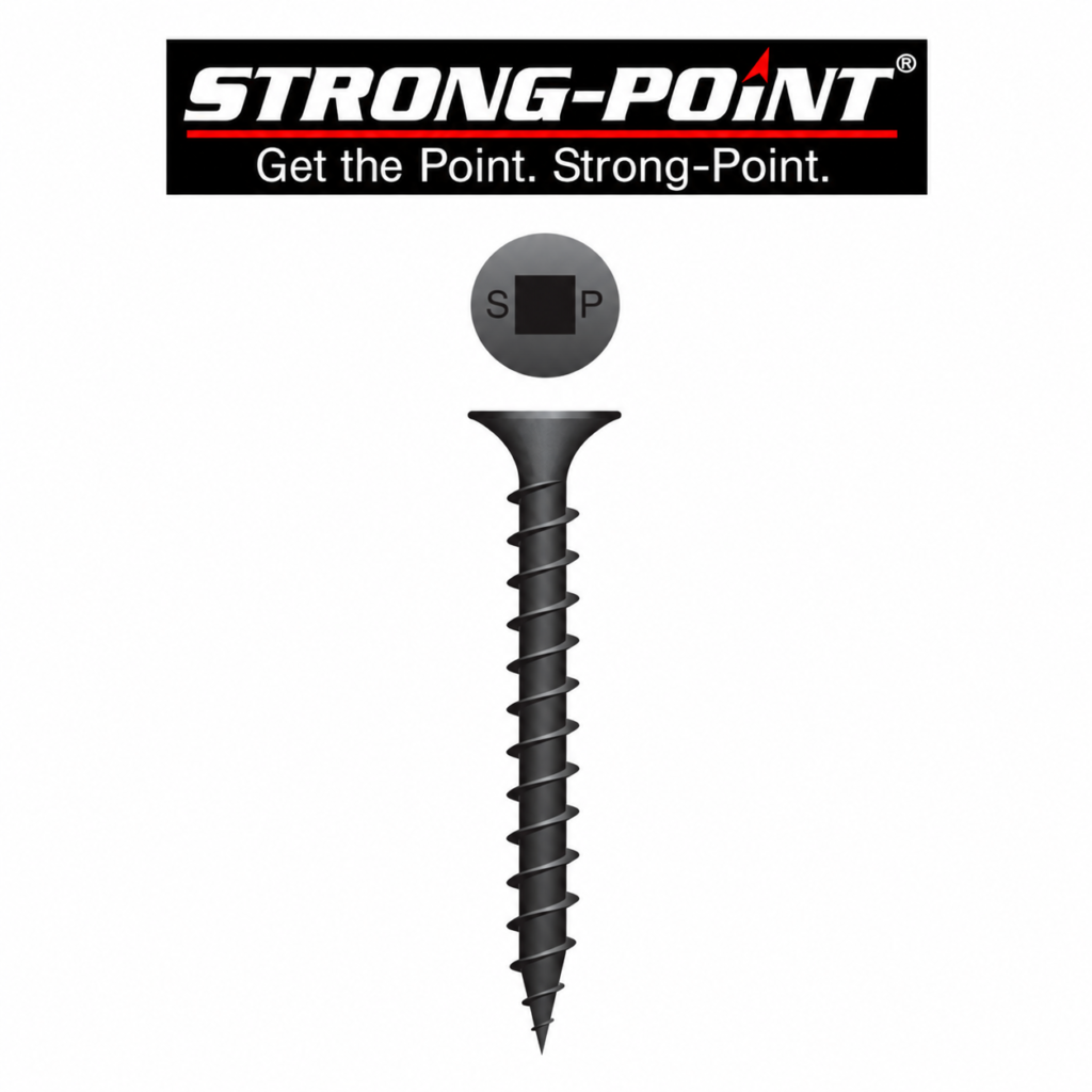 Strong-Point 615QCI #6 x 1-5/8 in. Square Bugle Head Coarse Thread Drywall Screws, Black Phosphate, 200-Count Box