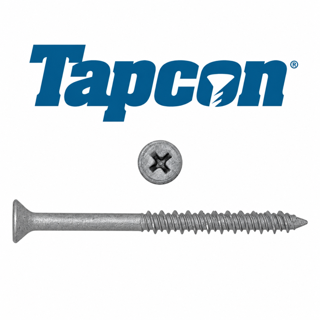 Tapcon 1/4 in. x 3-3/4 in. Phillips Flat Head Concrete Screw Anchor, 410 Stainless Steel, Silver Climaseal — Pack of 100