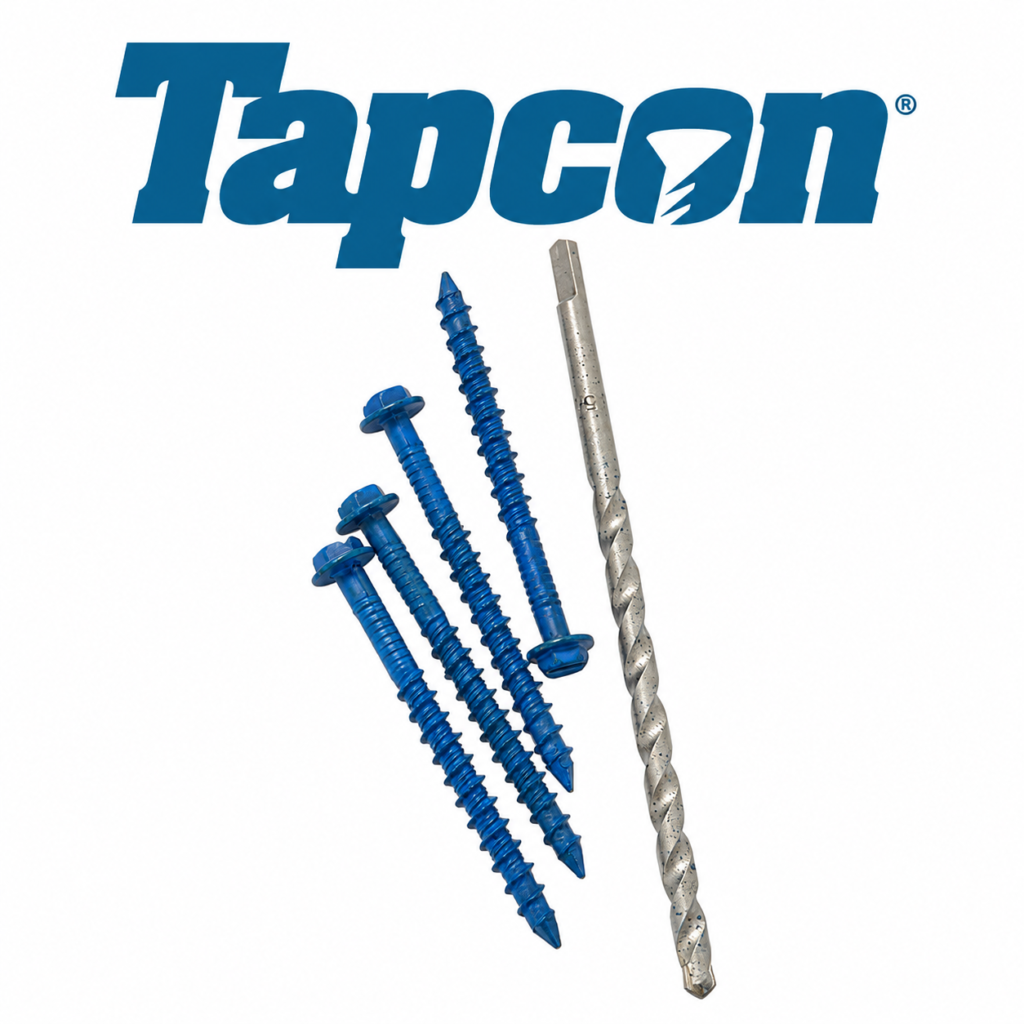 Tapcon 1/4 in. x 1-3/4 in. Slotted Hex Washer Head Concrete Screw Anchor, Blue Climaseal Carbon Steel — Pack of 100