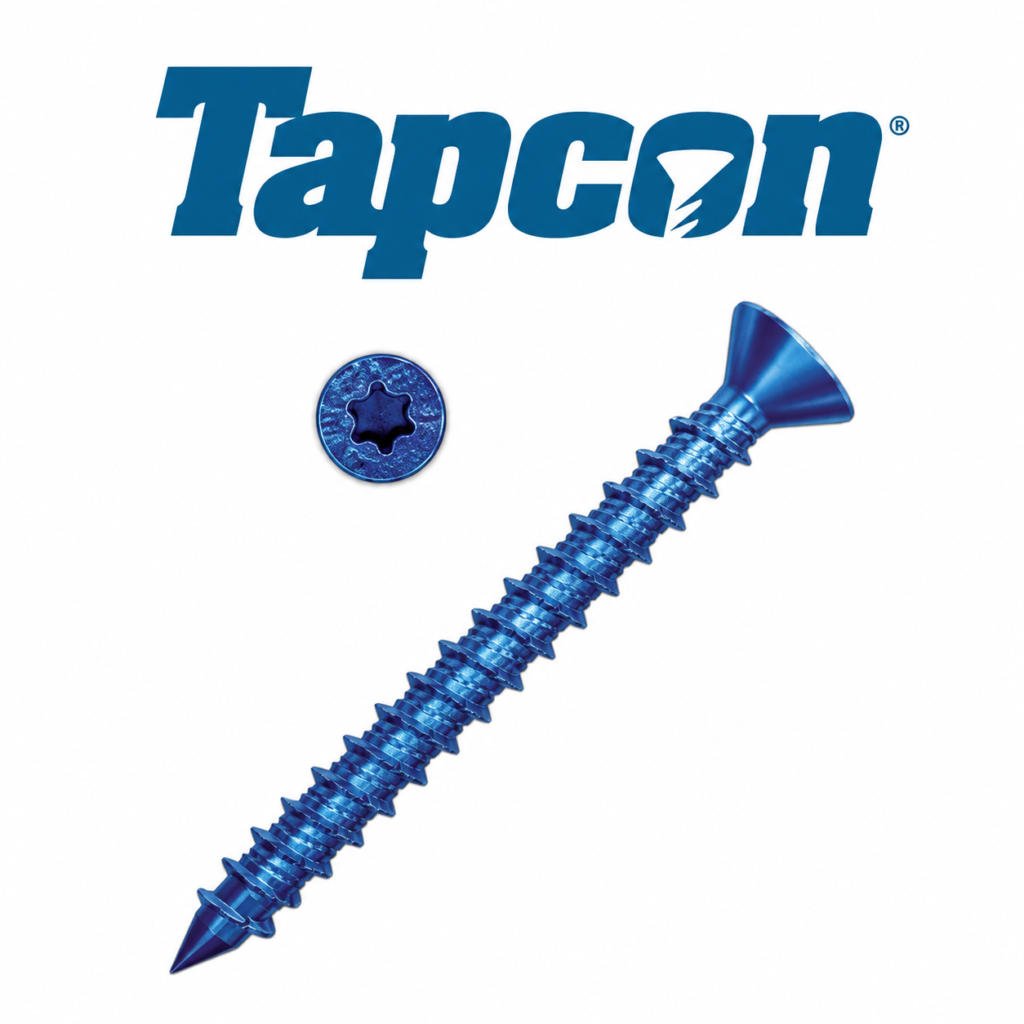 Tapcon 1/4 in. x 6 in. Star Flat Head Concrete Screw Anchor, Blue Climaseal Carbon Steel — Pack of 100